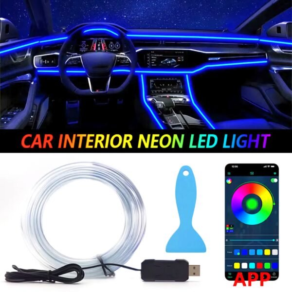 Luz de Neón RGB para Interior de Carro (3 Metros)